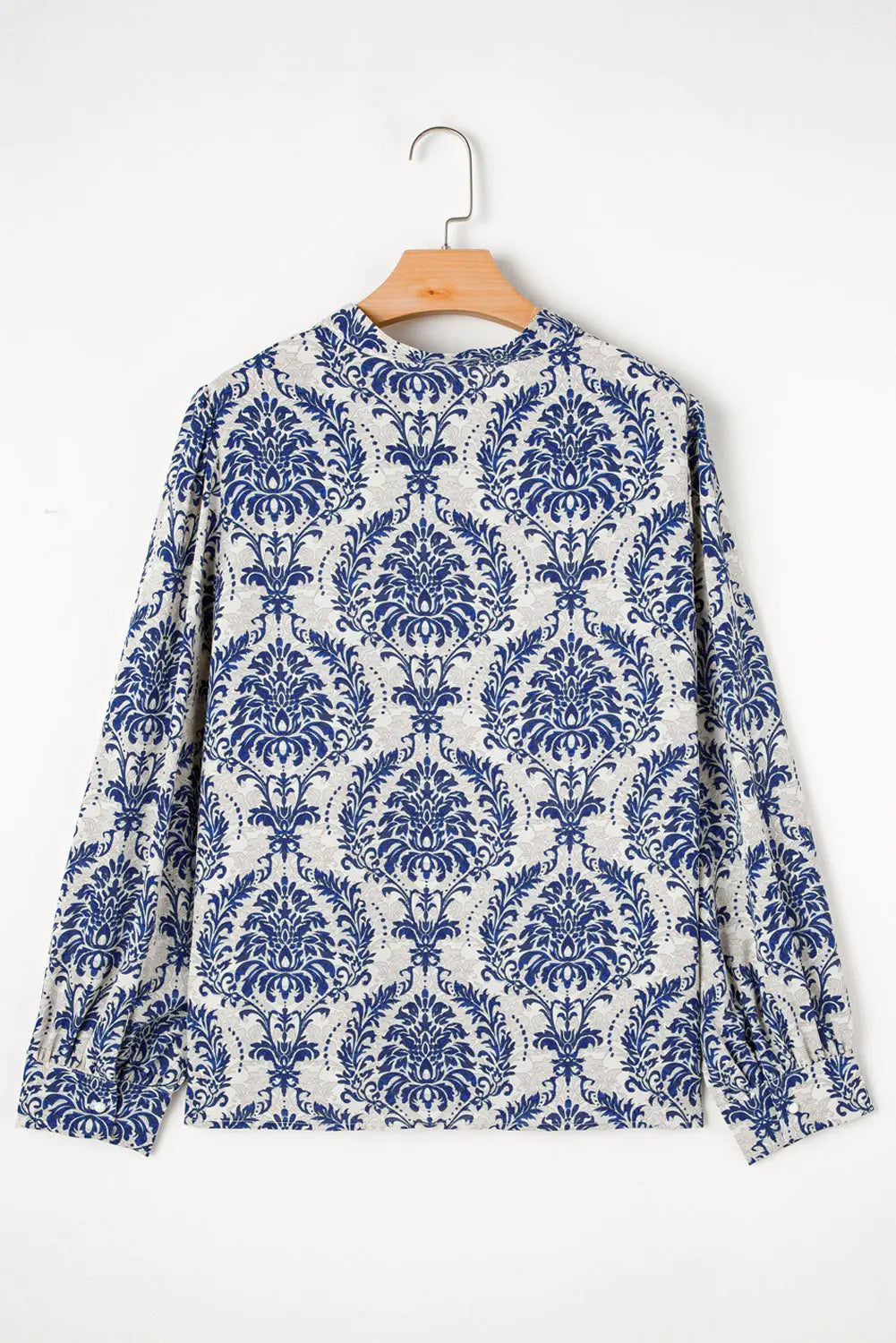 Sky Blue Tribal Pattern Print Notch Neck Buttoned Plus Size Shirt Beagle Boutique Fashion Outlet