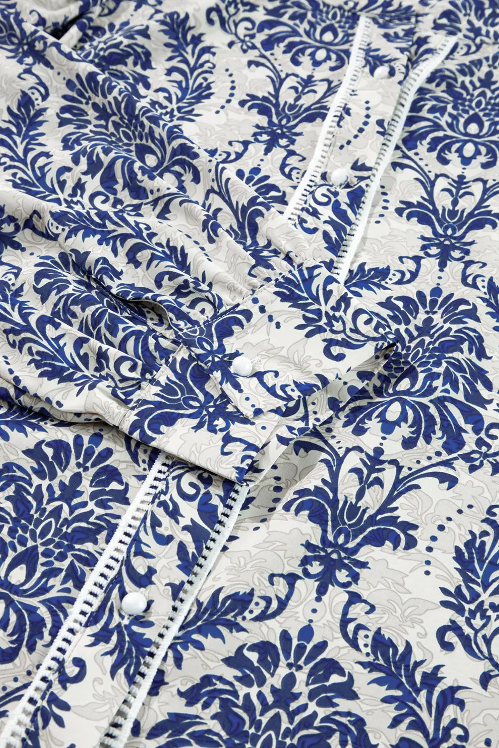 Sky Blue Tribal Pattern Print Notch Neck Buttoned Plus Size Shirt Beagle Boutique Fashion Outlet