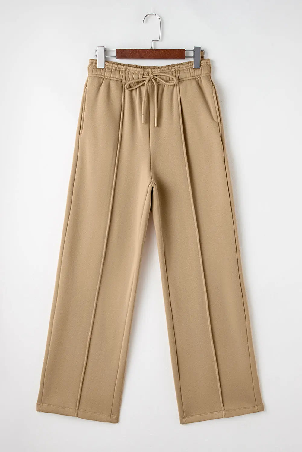 Smoke Grey Exposed Seam Drawstring High Waist Wide Leg Trousers Beagle Boutique Fashion Outlet