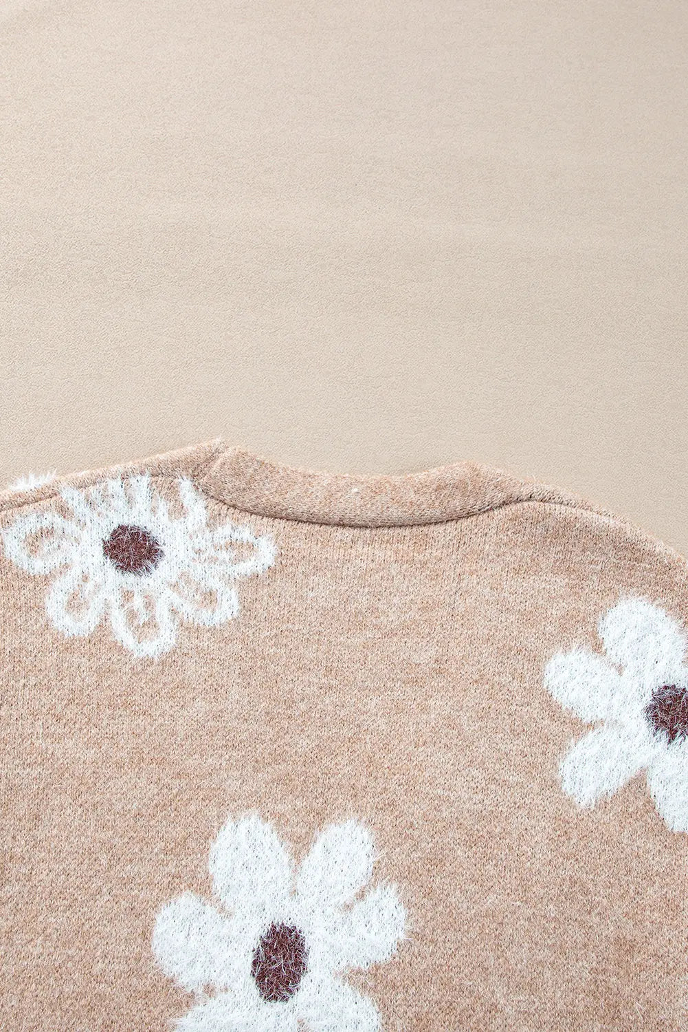 Smoke Grey Floral Print V Neck Knitted Button up Cardigan Beagle Boutique Fashion Outlet