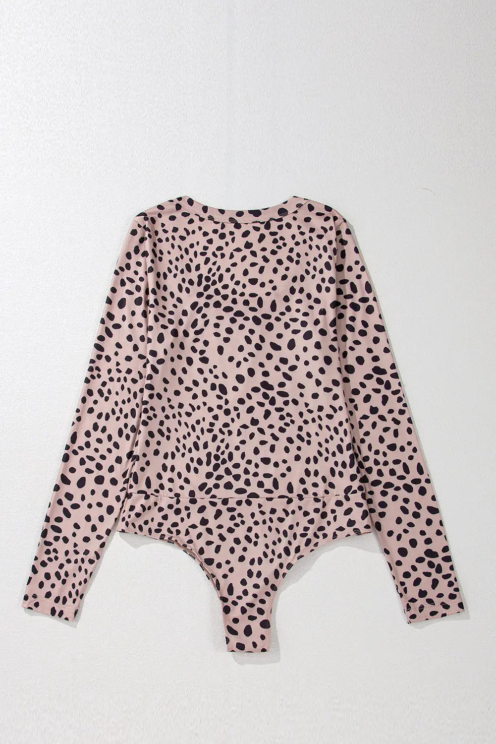 Smoke Grey Leopard Print Long Sleeve Scoop Neck Slim Fit Bodysuit Beagle Boutique Fashion Outlet