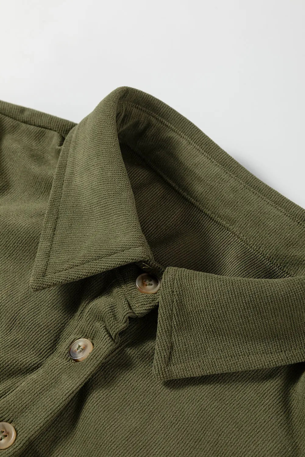 Soft Corduroy Half Button Collared Long Sleeve Mini Dress - eAura