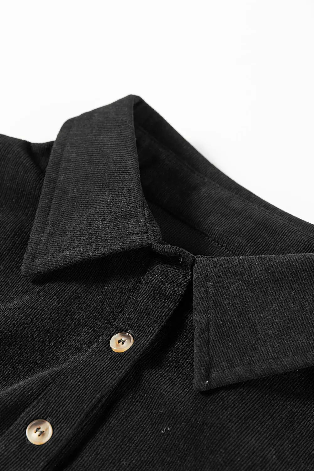 Soft Corduroy Half Button Collared Long Sleeve Mini Dress - eAura