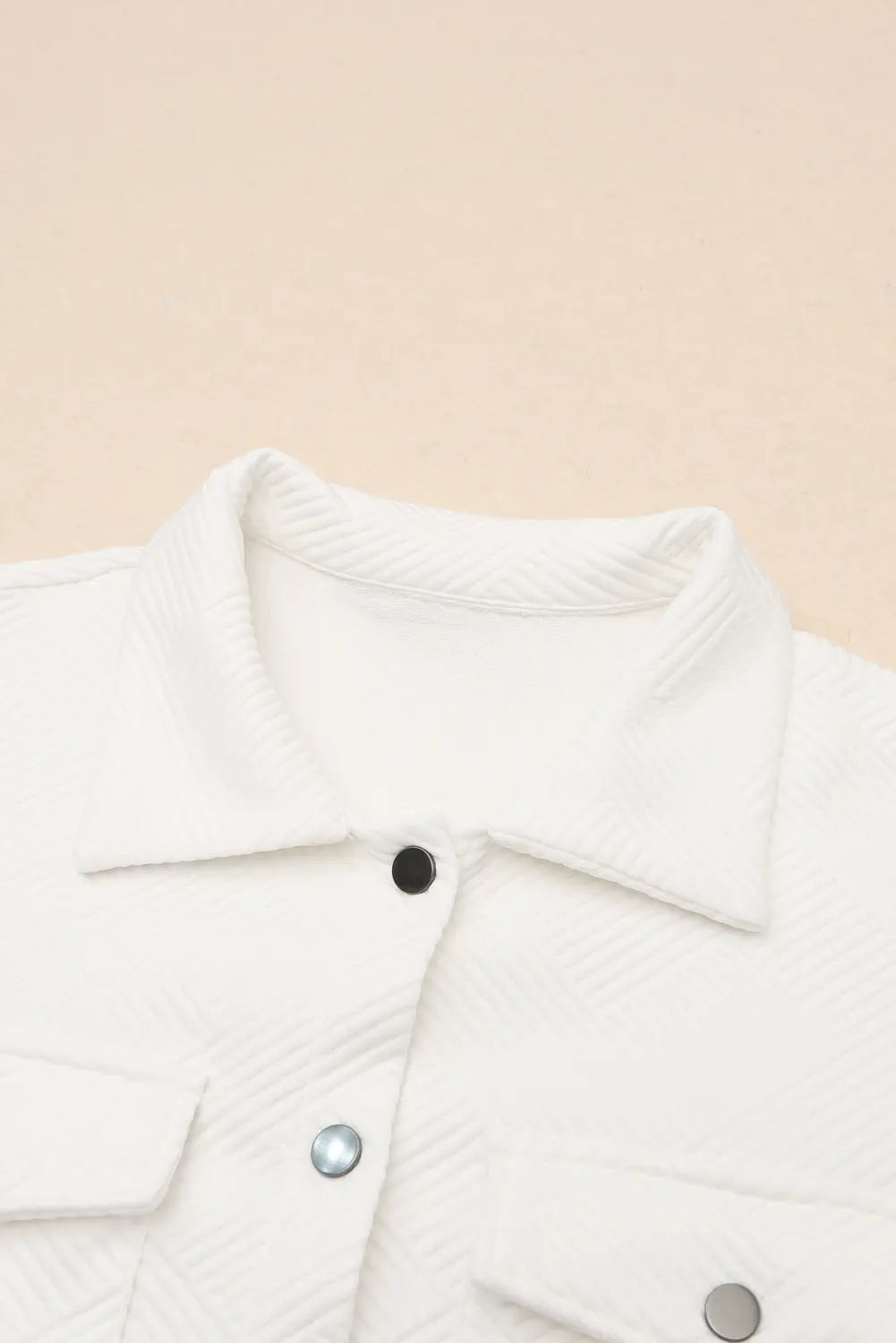 Solid Textured Flap Pocket Buttoned Shacket - eAura