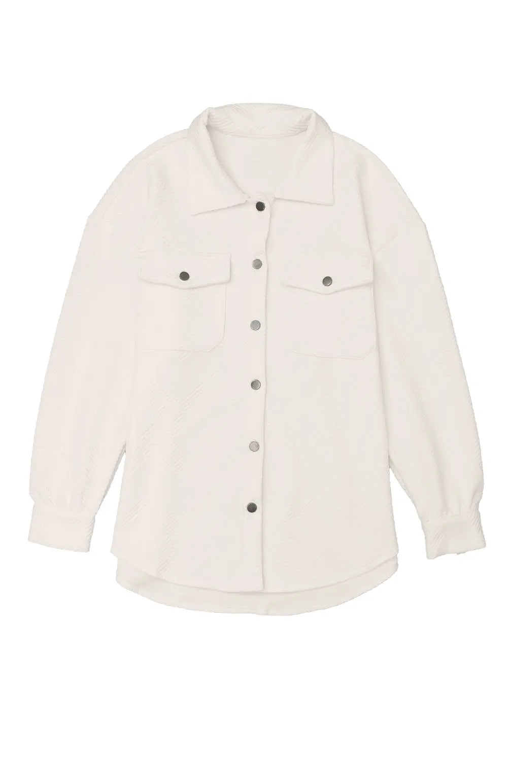 Solid Textured Flap Pocket Buttoned Shacket - eAura