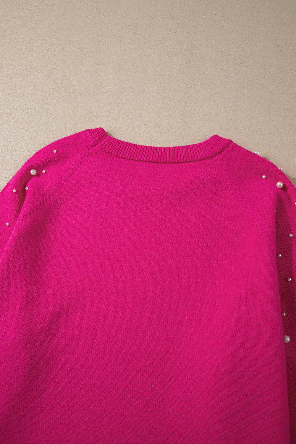 Strawberry Pink Pearled Decor Raglan Sleeve Plus Size Sweater Beagle Boutique Fashion Outlet