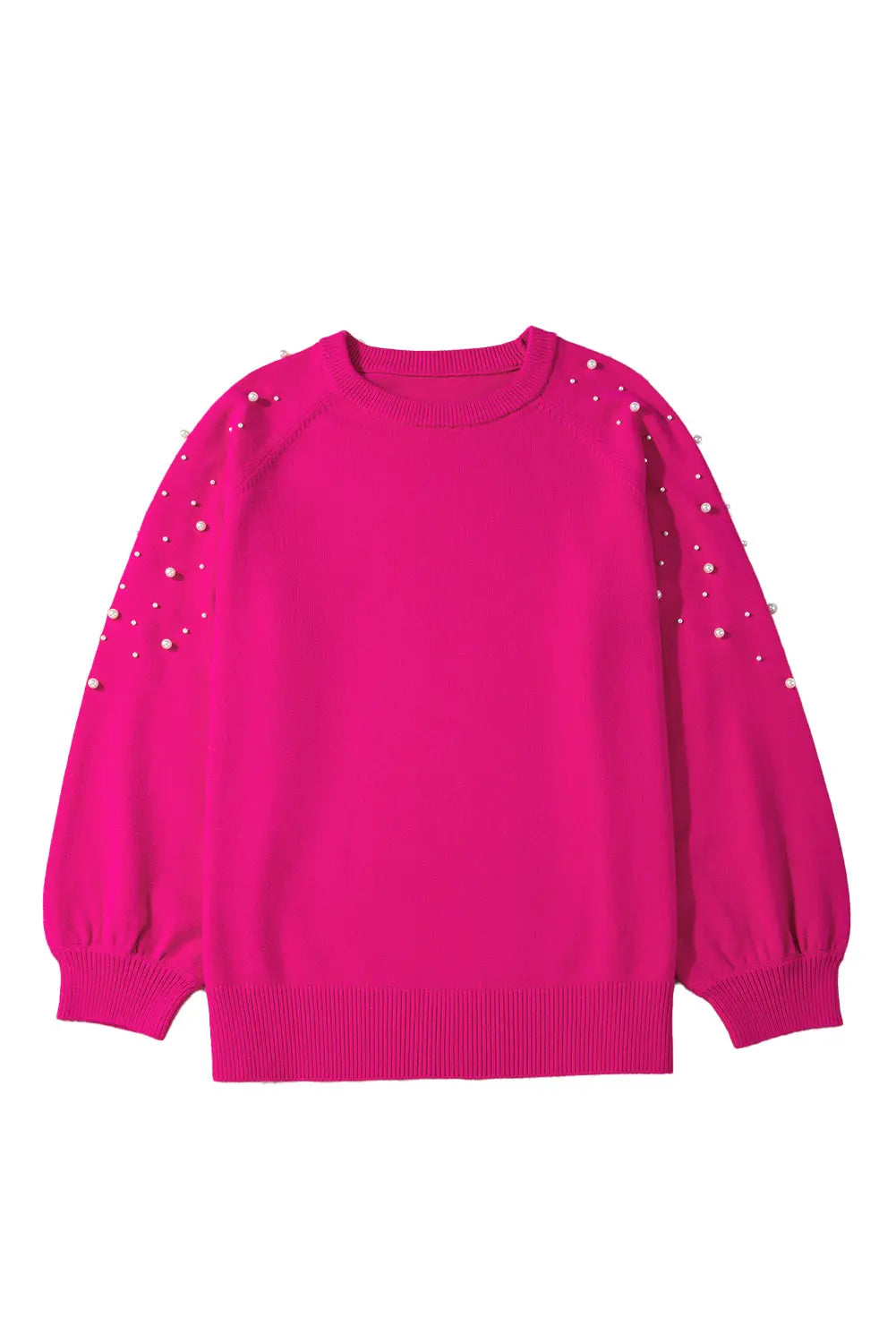 Strawberry Pink Pearled Decor Raglan Sleeve Plus Size Sweater Beagle Boutique Fashion Outlet