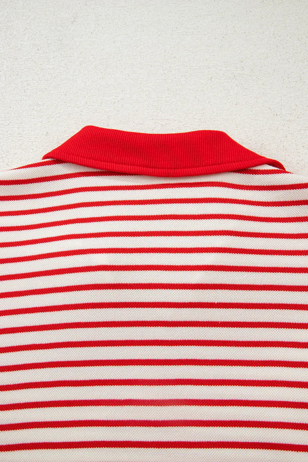 Stripe Collared V-Neck Drop Shoulder Pullover and Skort 2pcs Co-ord - eAura