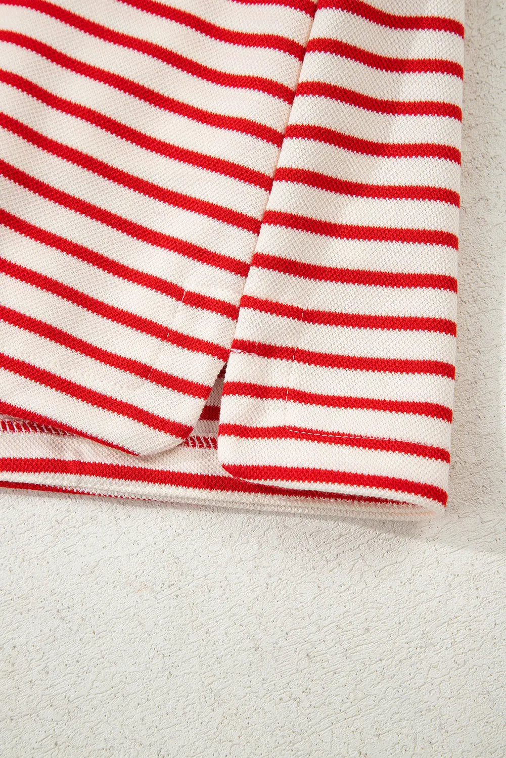 Stripe Collared V-Neck Drop Shoulder Pullover and Skort 2pcs Co-ord - eAura