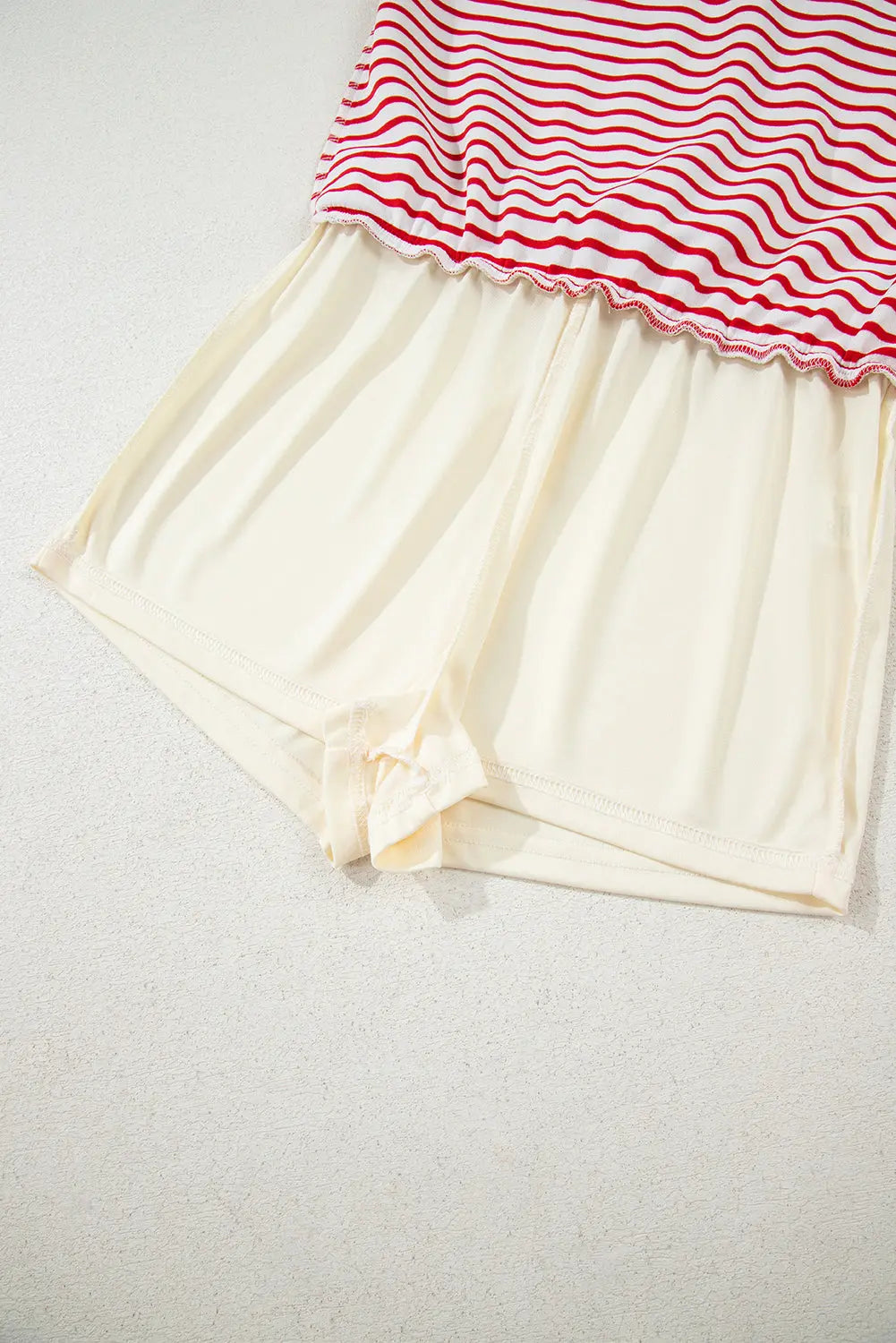 Stripe Collared V-Neck Drop Shoulder Pullover and Skort 2pcs Co-ord - eAura