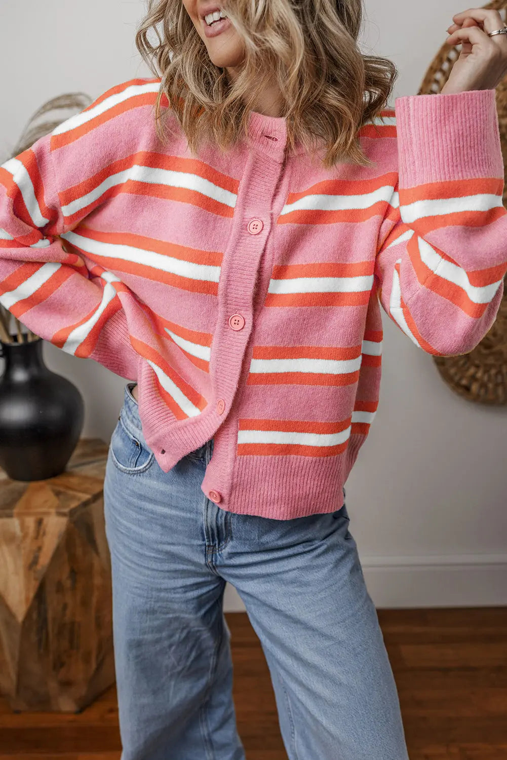 Stripe Drop Shoulder Cardigan - eAura