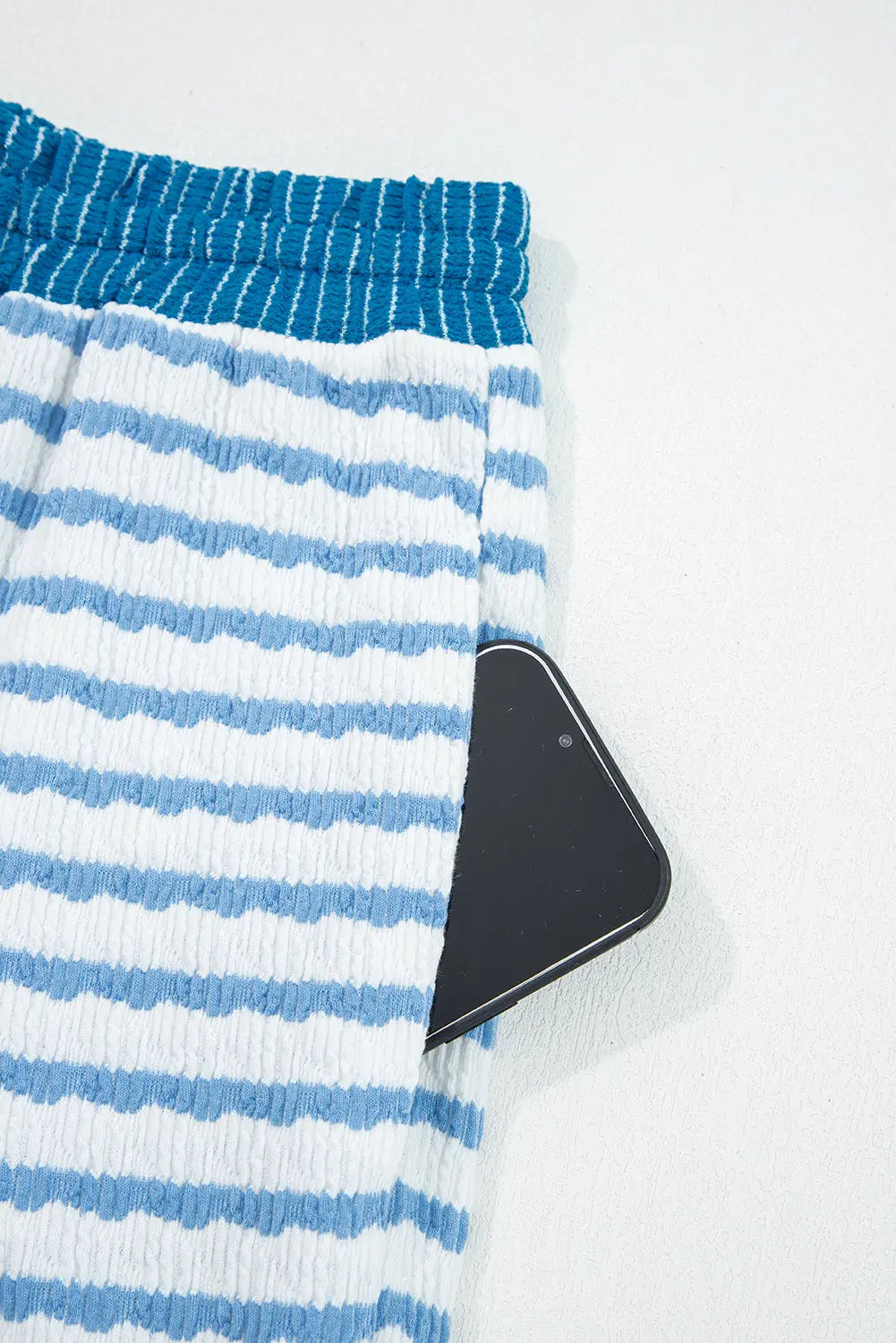 Striped Collared Pullover Top and Drawstring Trousers Co-ord Set - eAura