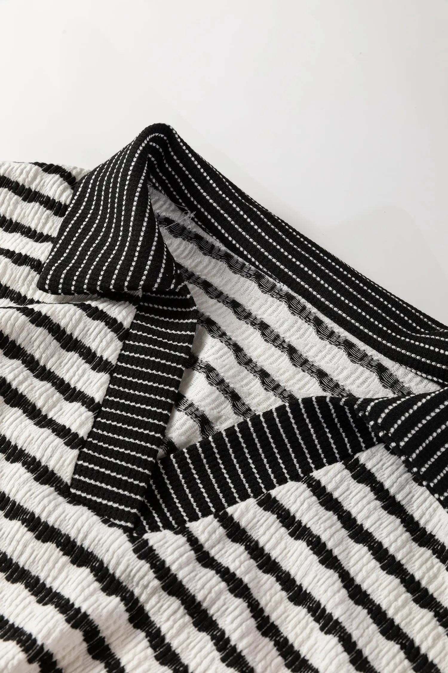 Striped Collared Pullover Top and Drawstring Trousers Co-ord Set - eAura