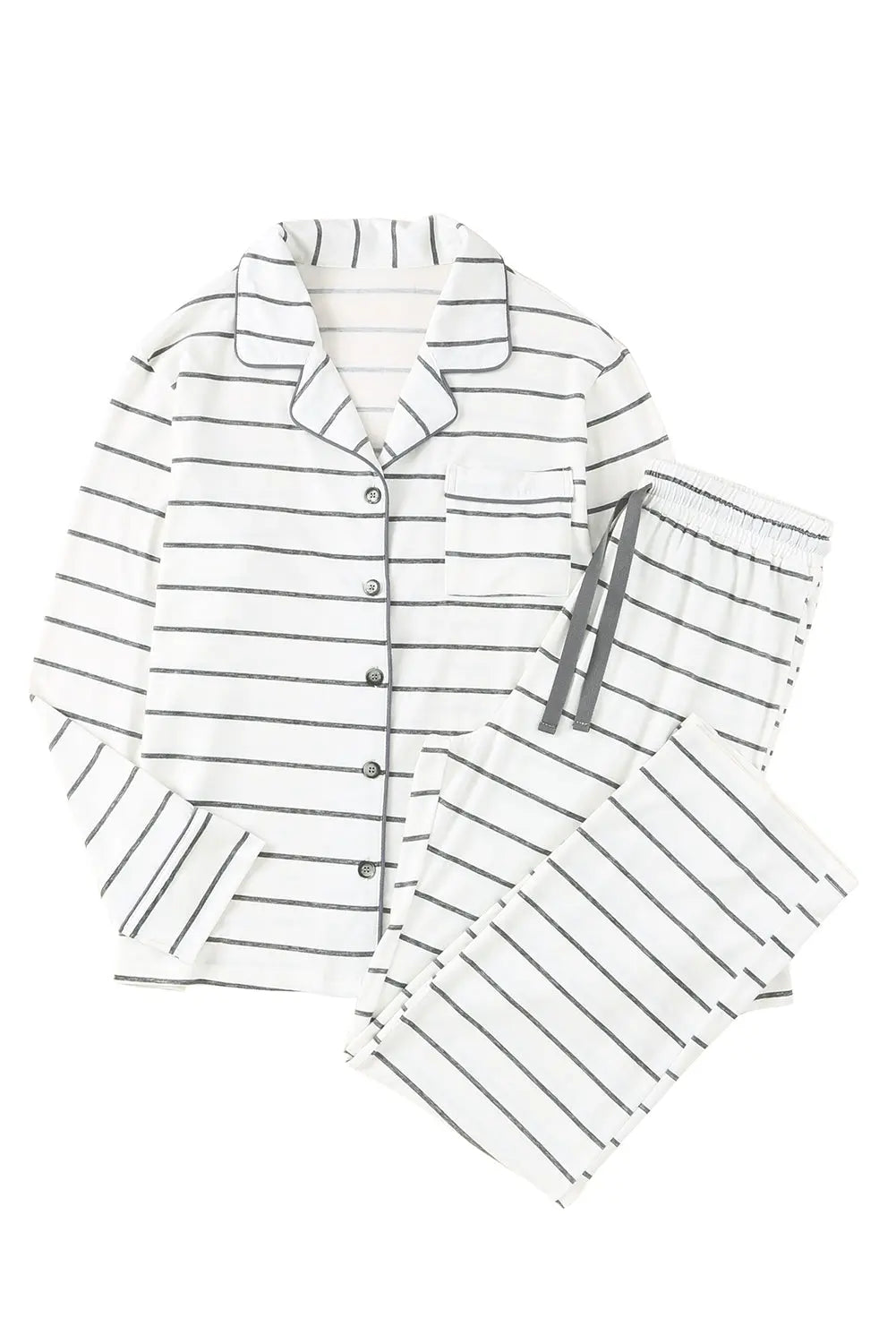 Striped Print Long Sleeve and Trousers Pyjamas Set eAura