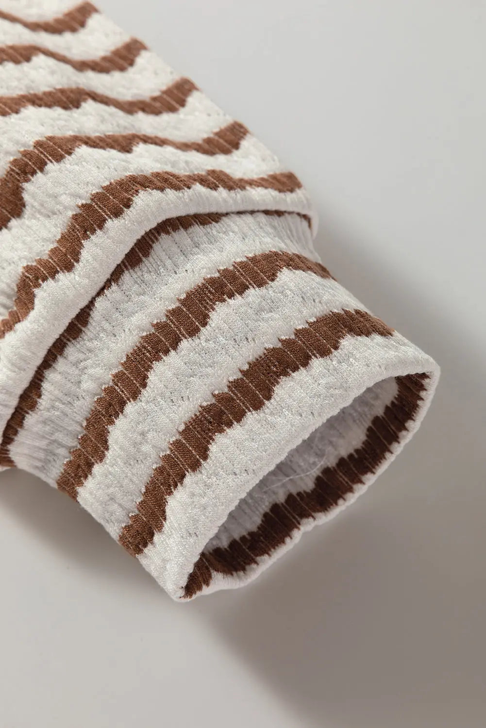 Striped Textured Hooded V-Neck Top - eAura