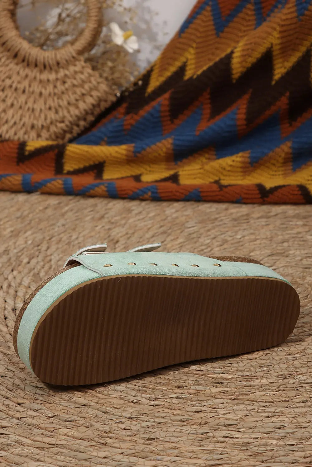 Suede Buckle Decor Corky Platform Sandals - eAura