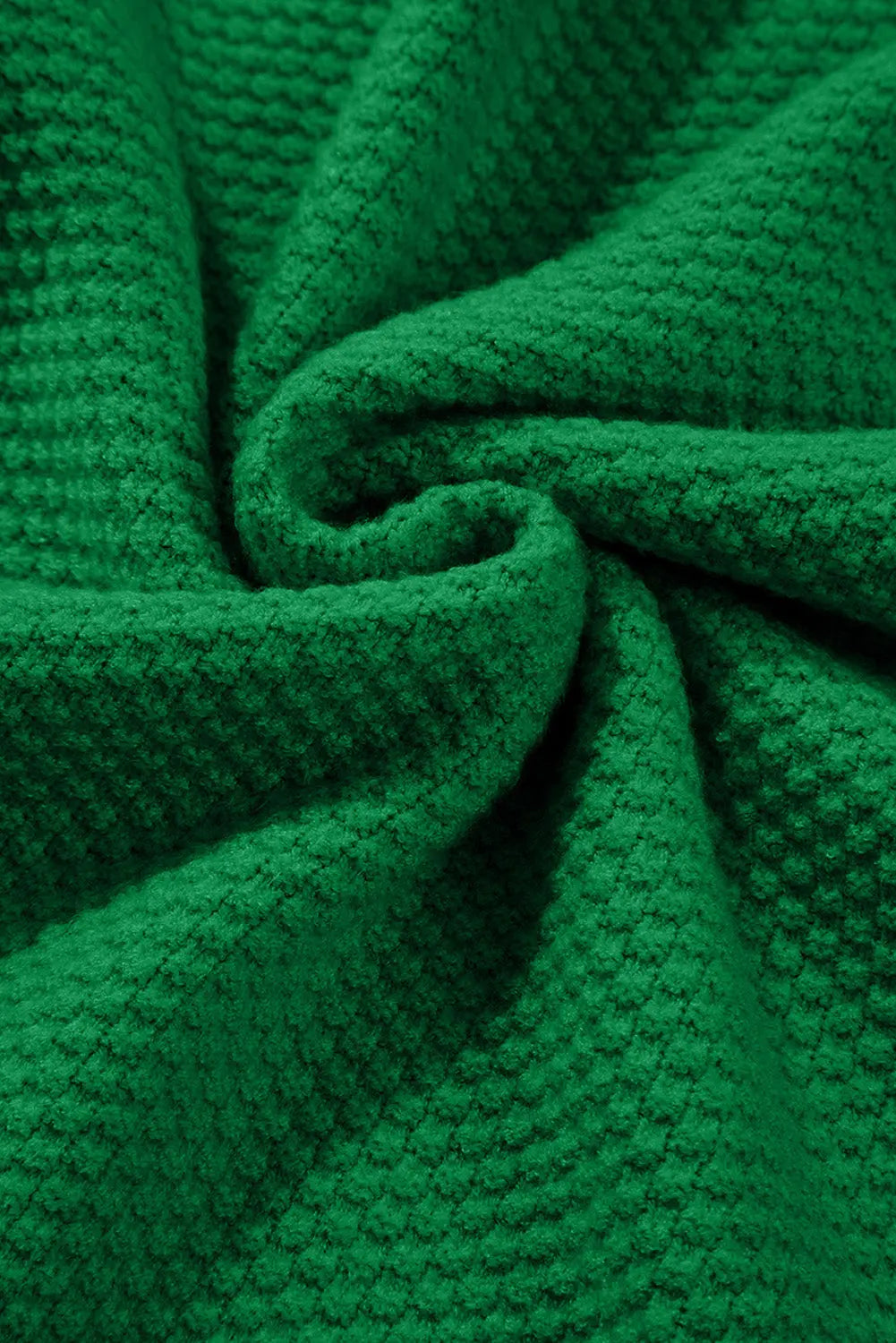 Textured Knit Split Cuff Drop Shoulder Loose Sweater - eAura