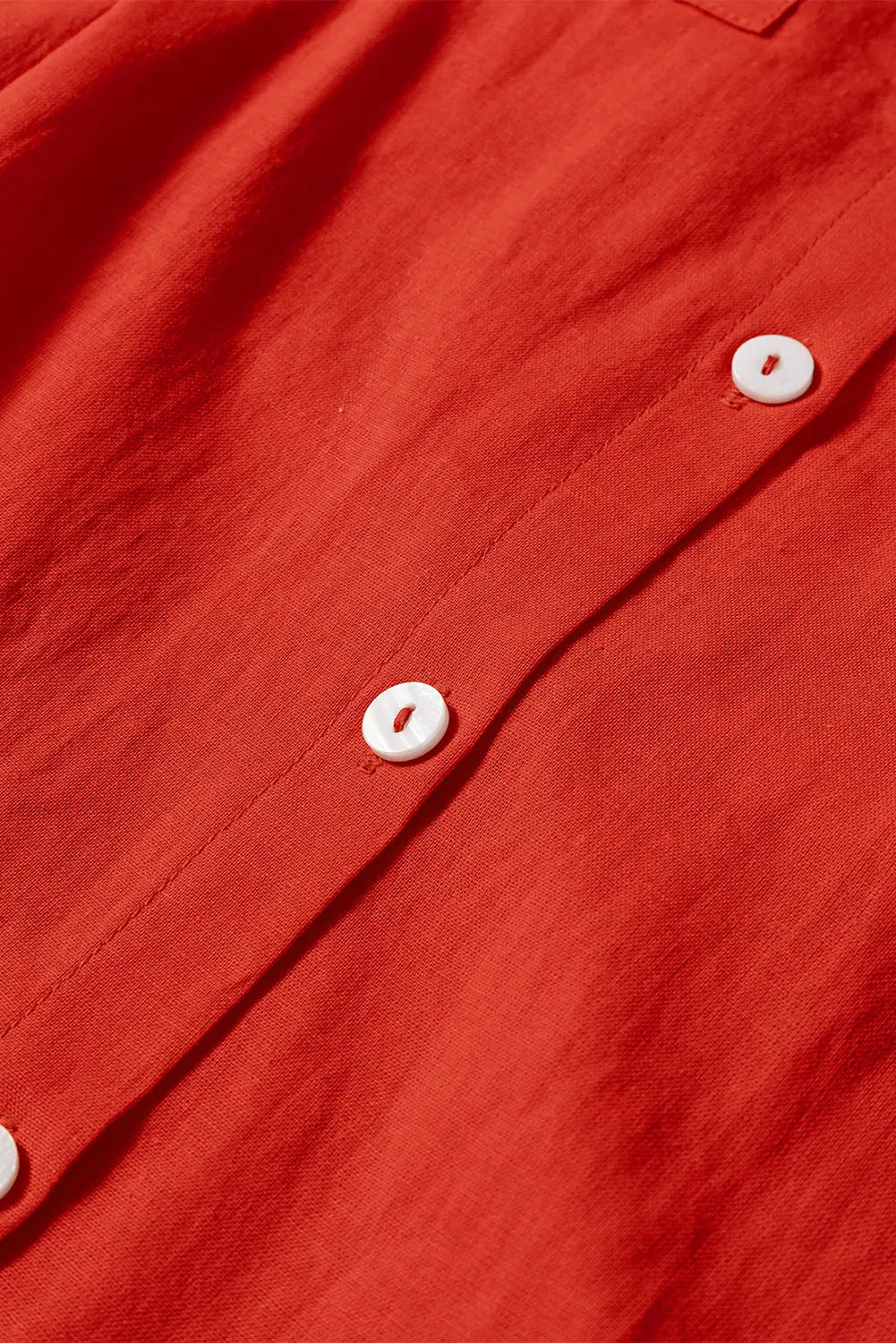 Tomato Red Bishop Sleeve Button Up Pleated Mini Shirt Dress - eAura