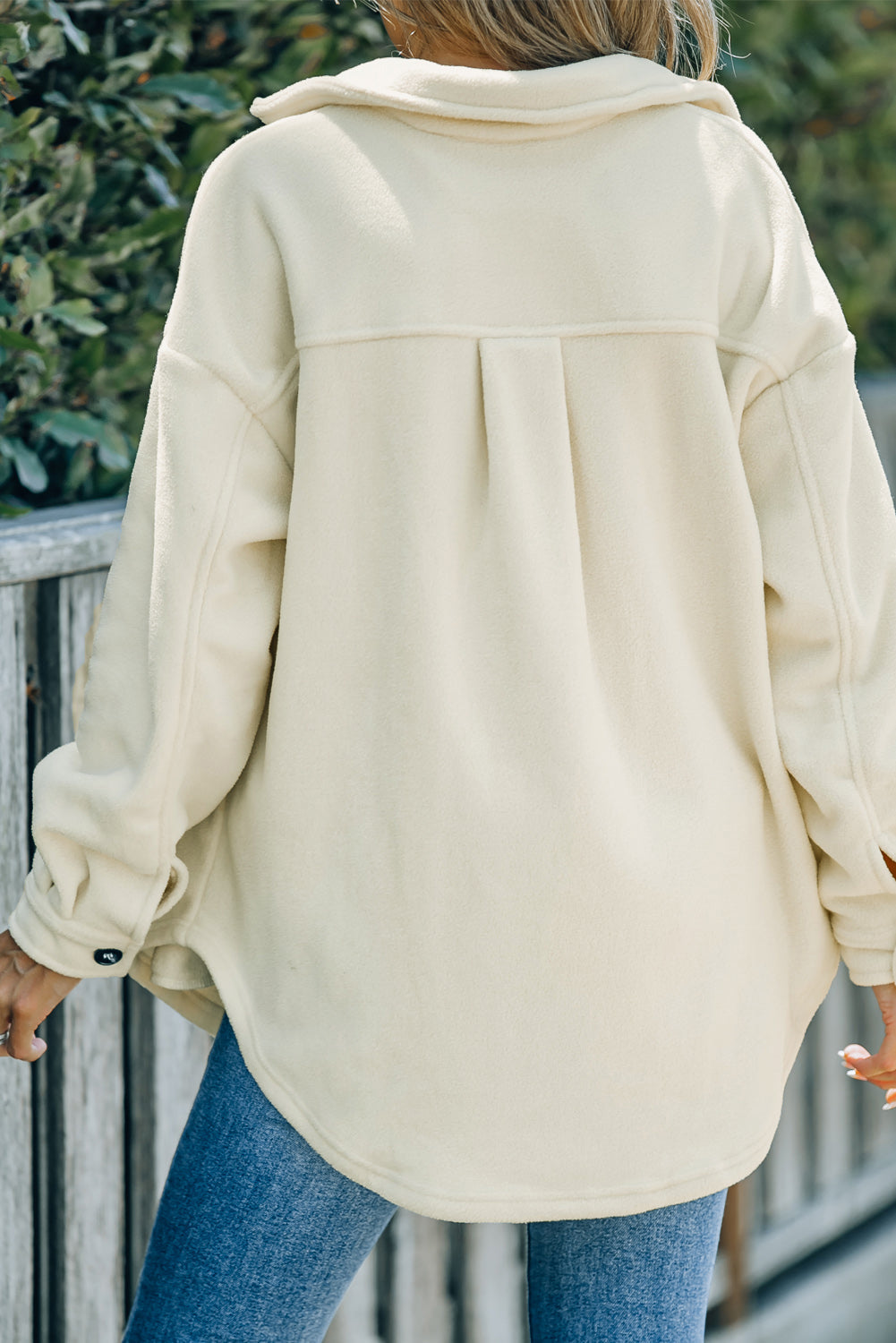 Turn Down Collar Buttoned Shirt Jacket - Outerwear/Jackets