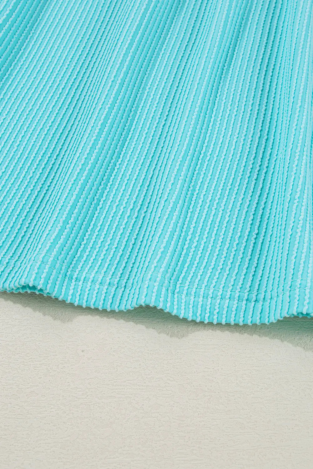 Turquoise Cordrd Balloon Sleeve Collar Plus Babydoll Top - eAura