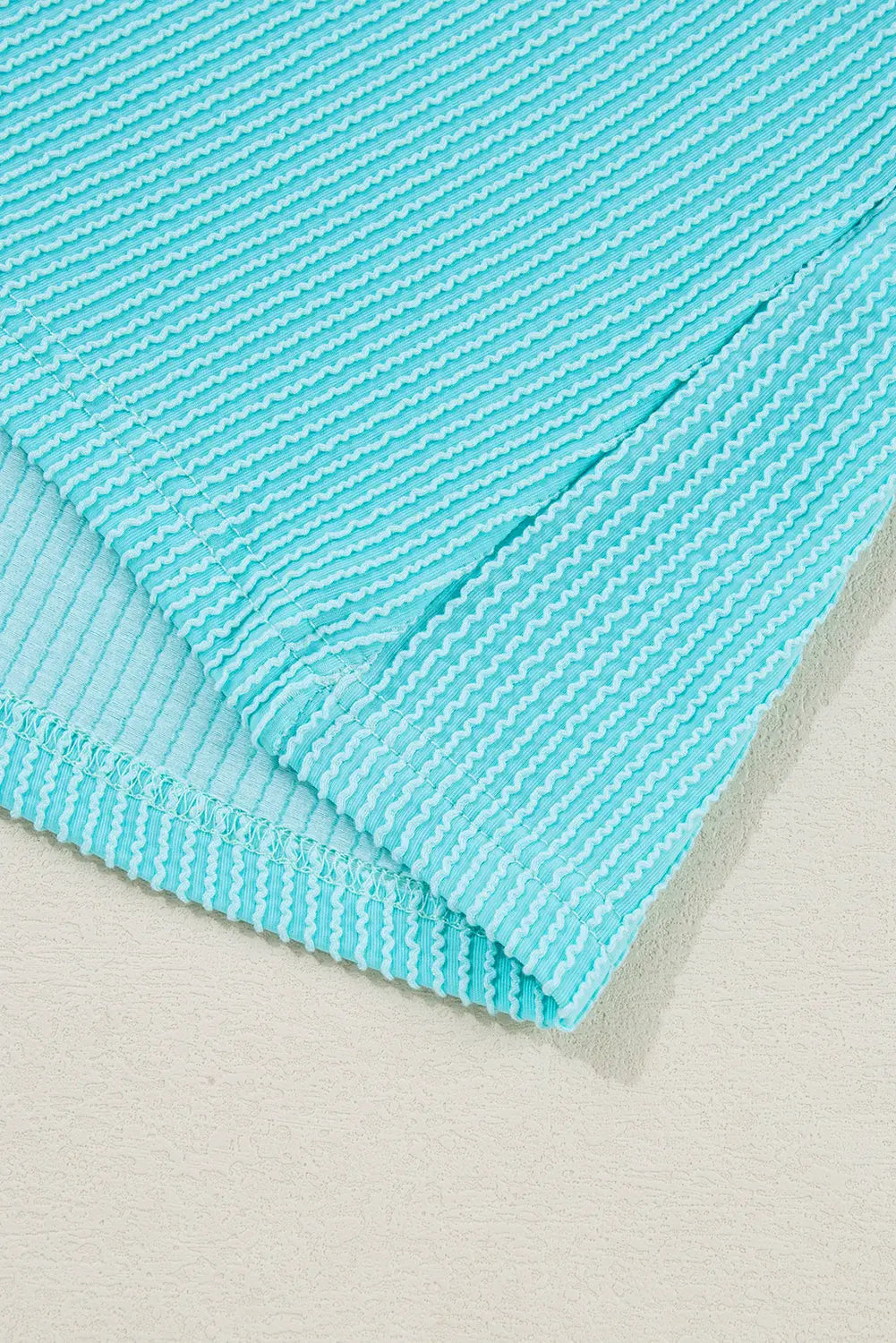 Turquoise Cordrd Balloon Sleeve Collar Plus Babydoll Top - eAura