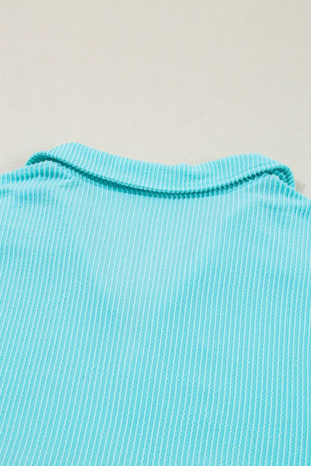 Turquoise Cordrd Balloon Sleeve Collar Plus Babydoll Top - eAura