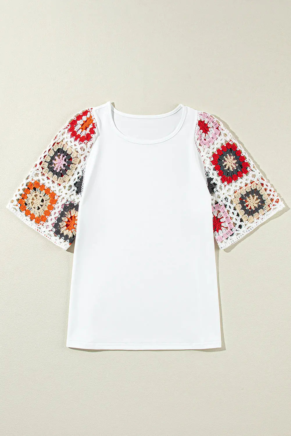 Turquoise Floral Crochet Short Sleeve Top beagle boutique