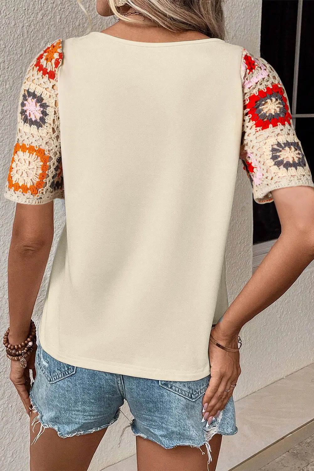 Turquoise Floral Crochet Short Sleeve Top beagle boutique