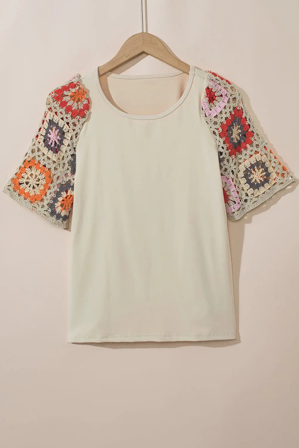 Turquoise Floral Crochet Short Sleeve Top beagle boutique