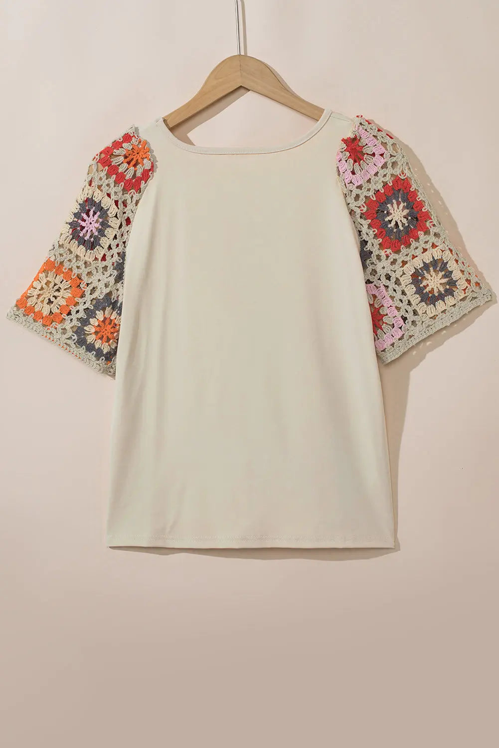 Turquoise Floral Crochet Short Sleeve Top beagle boutique