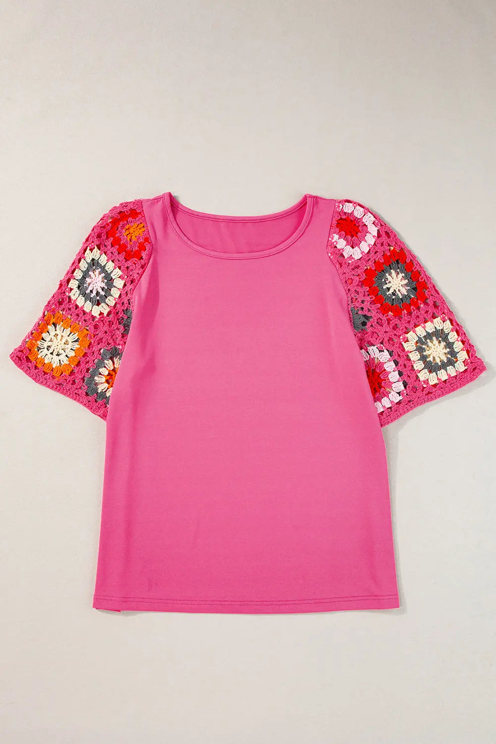 Turquoise Floral Crochet Short Sleeve Top beagle boutique