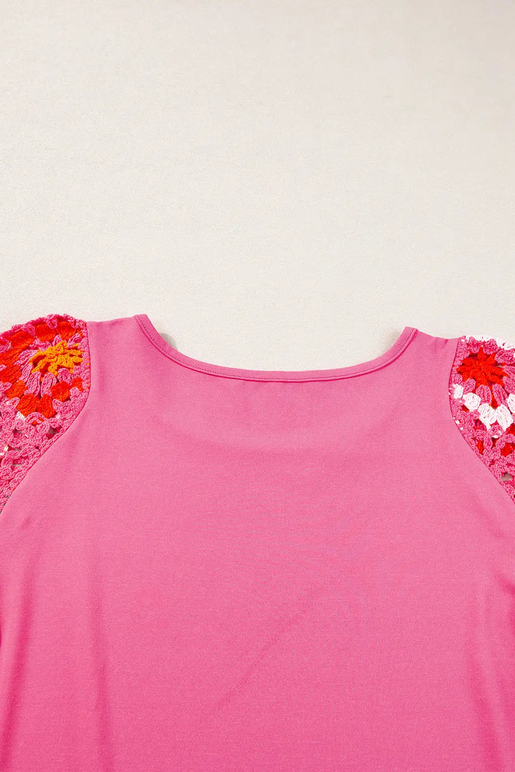 Turquoise Floral Crochet Short Sleeve Top beagle boutique