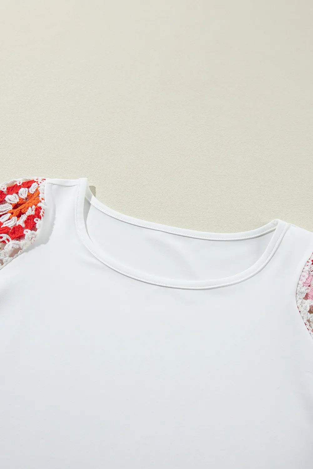 Turquoise Floral Crochet Short Sleeve Top - eAura