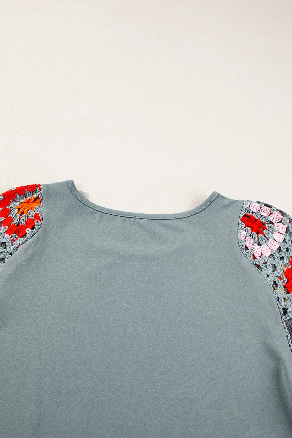 Turquoise Floral Crochet Short Sleeve Top - eAura