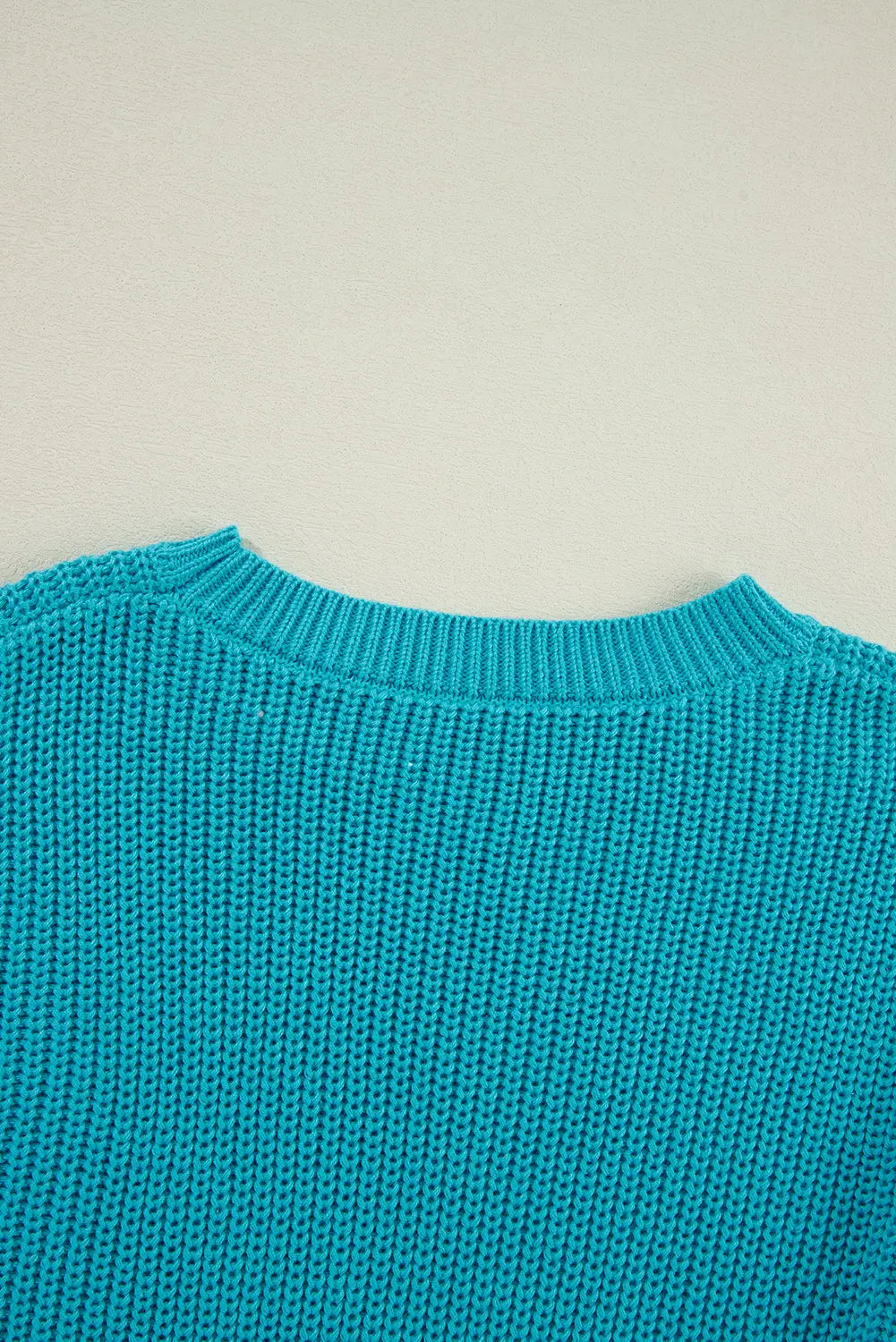 Turquoise Ruffled Eyelet Bubble Sleeve Sweater Beagle Boutique Fashion Outlet