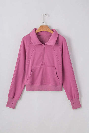 Shop Quarter Zip Stand Neck Kangaroo Pocket Sweatshirt at eAura