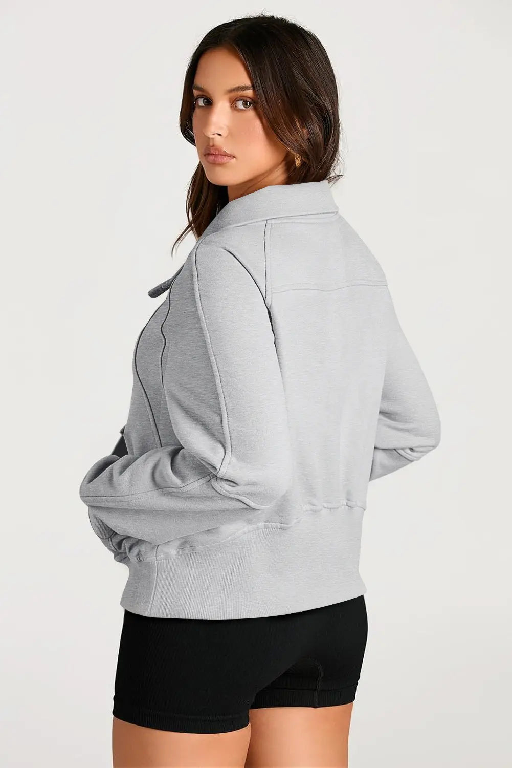 Valerian Quarter Zip Stand Neck Kangaroo Pocket Sweatshirt Beagle Boutique Fashion Outlet