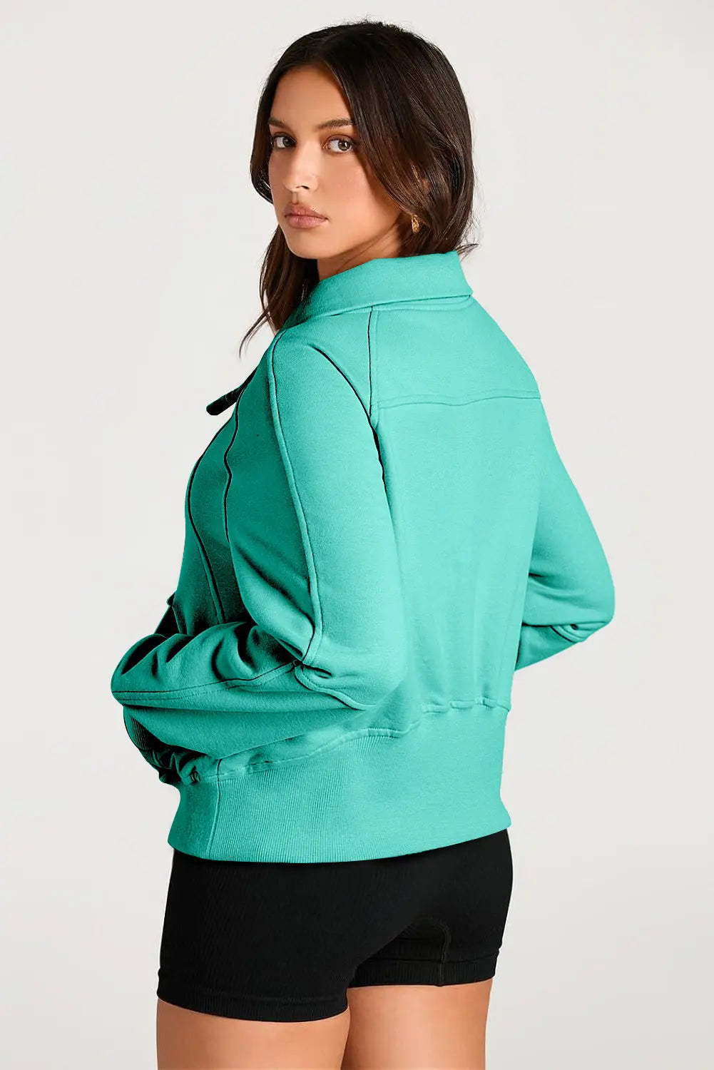 Valerian Quarter Zip Stand Neck Kangaroo Pocket Sweatshirt - eAura