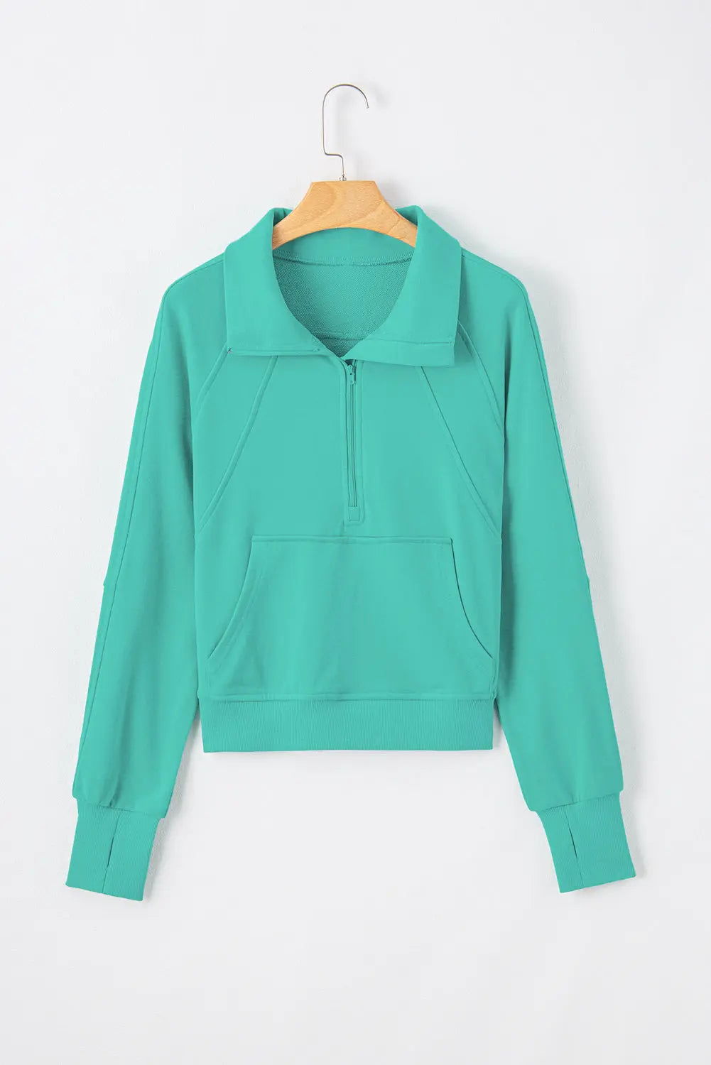 Valerian Quarter Zip Stand Neck Kangaroo Pocket Sweatshirt - eAura