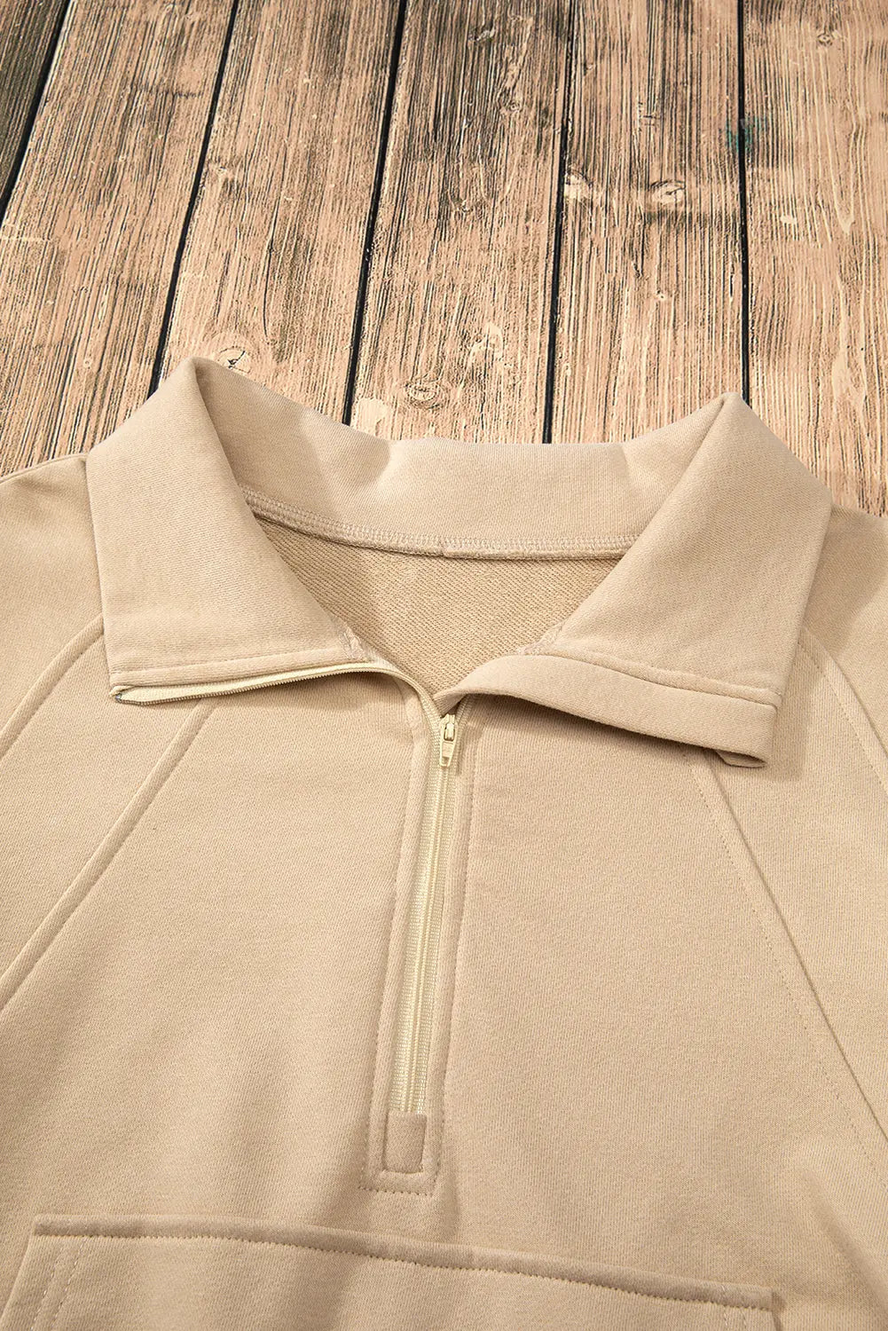 Valerian Quarter Zip Stand Neck Kangaroo Pocket Sweatshirt - eAura