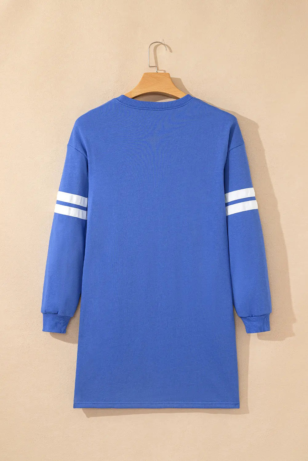 Varsity Contrast Banded Sleeve Shift Sweatshirt Dress - eAura
