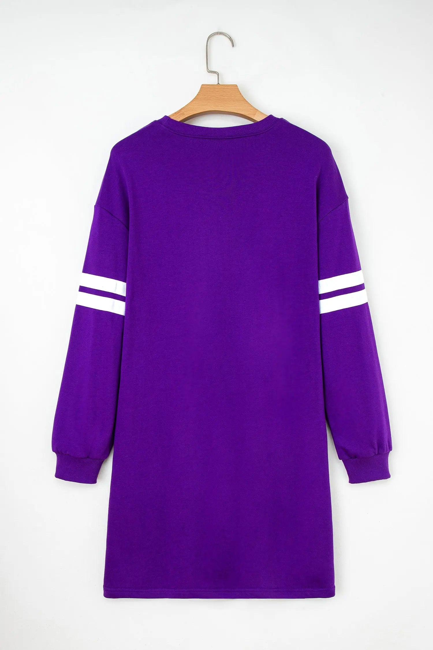 Varsity Contrast Banded Sleeve Shift Sweatshirt Dress - eAura