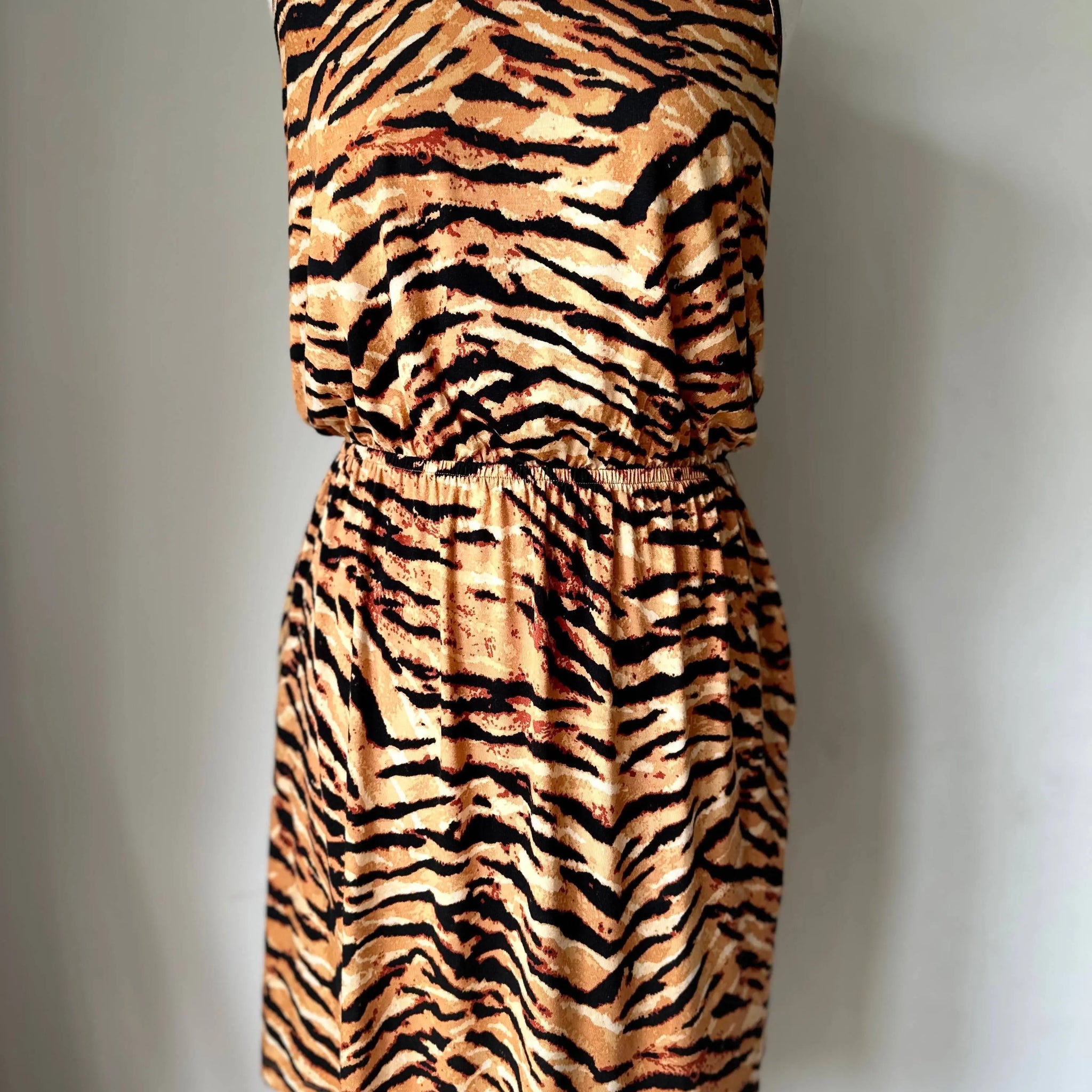 Very Animal Print Jersey Dress Size 10 Sleeveless Pockets - BB Fashion Outlet