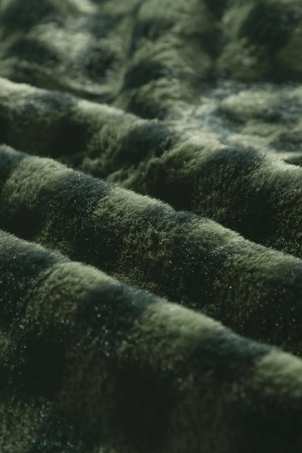 Vineyard Green Fleece Checkerboard Flap Pocket Snap Button Jacket - eAura