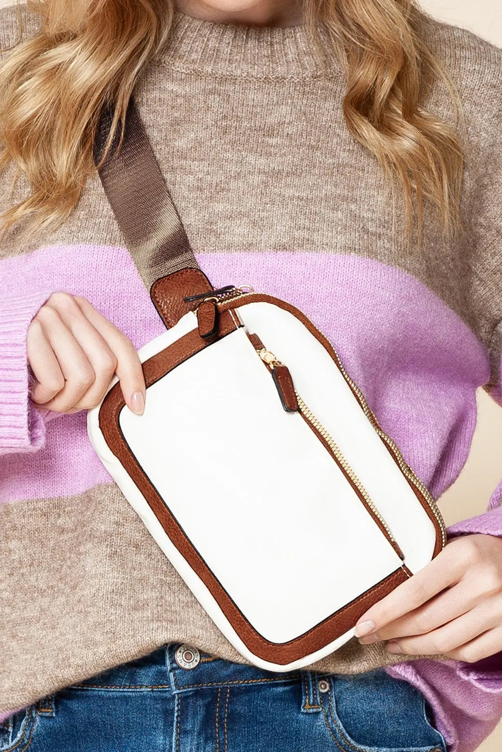 White Adjustable Strap Mini PU Leather Crossbody Bag - eAura