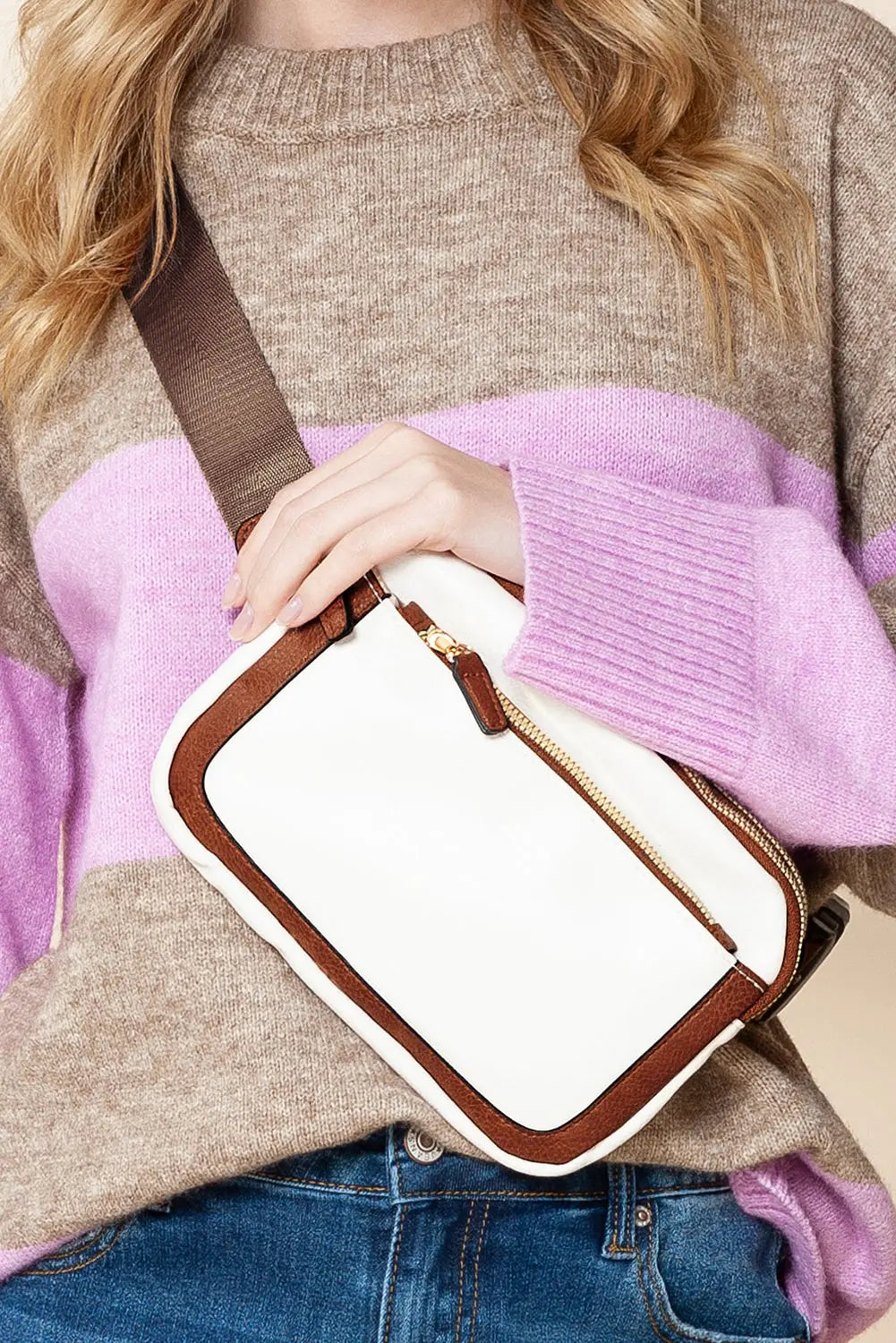 White Adjustable Strap Mini PU Leather Crossbody Bag - eAura