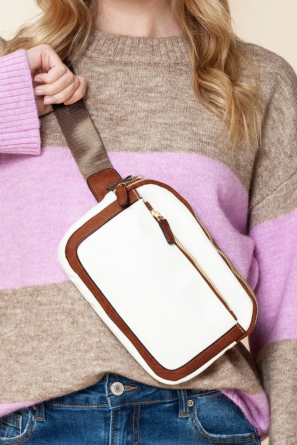 White Adjustable Strap Mini PU Leather Crossbody Bag - eAura