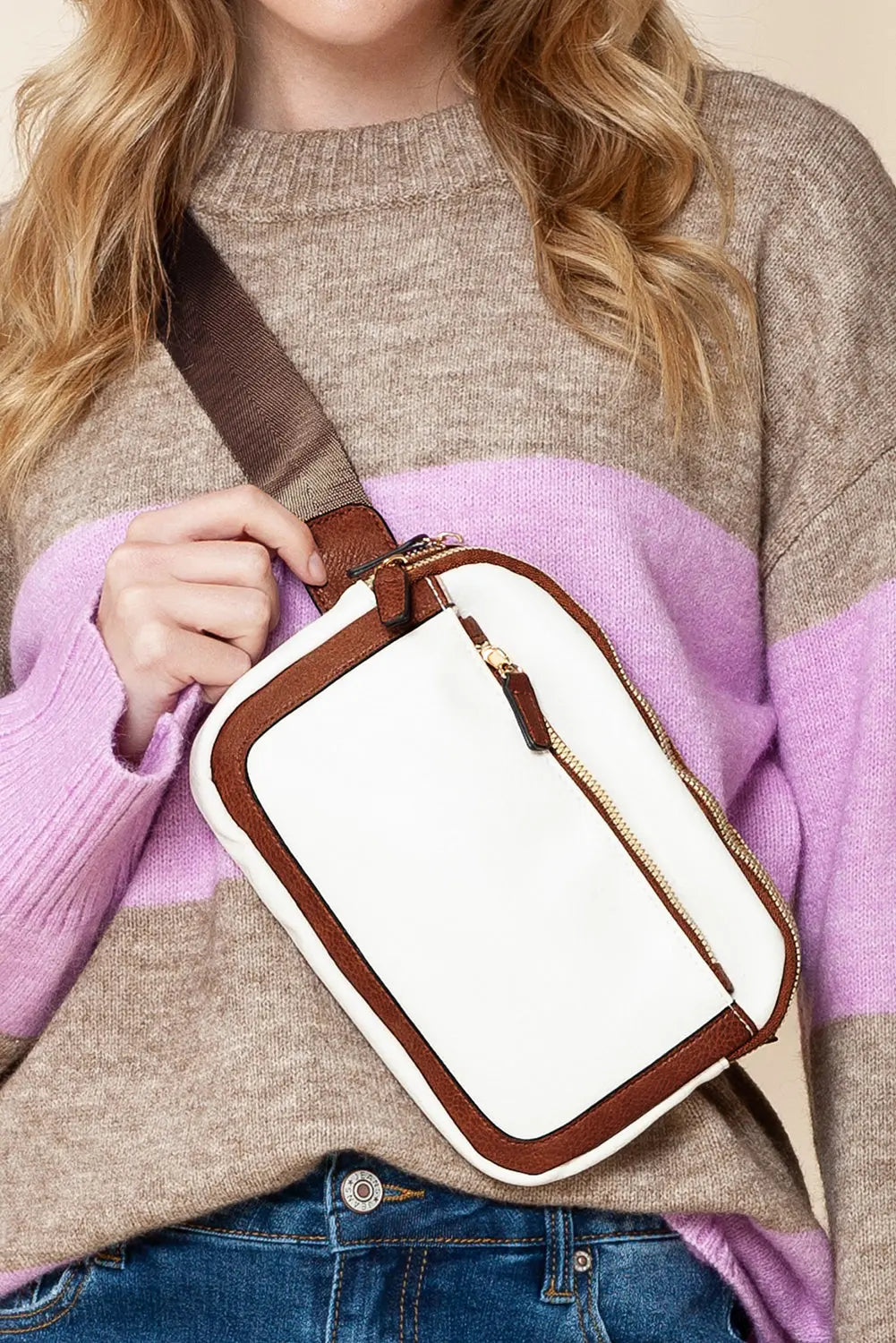 White Adjustable Strap Mini PU Leather Crossbody Bag - eAura