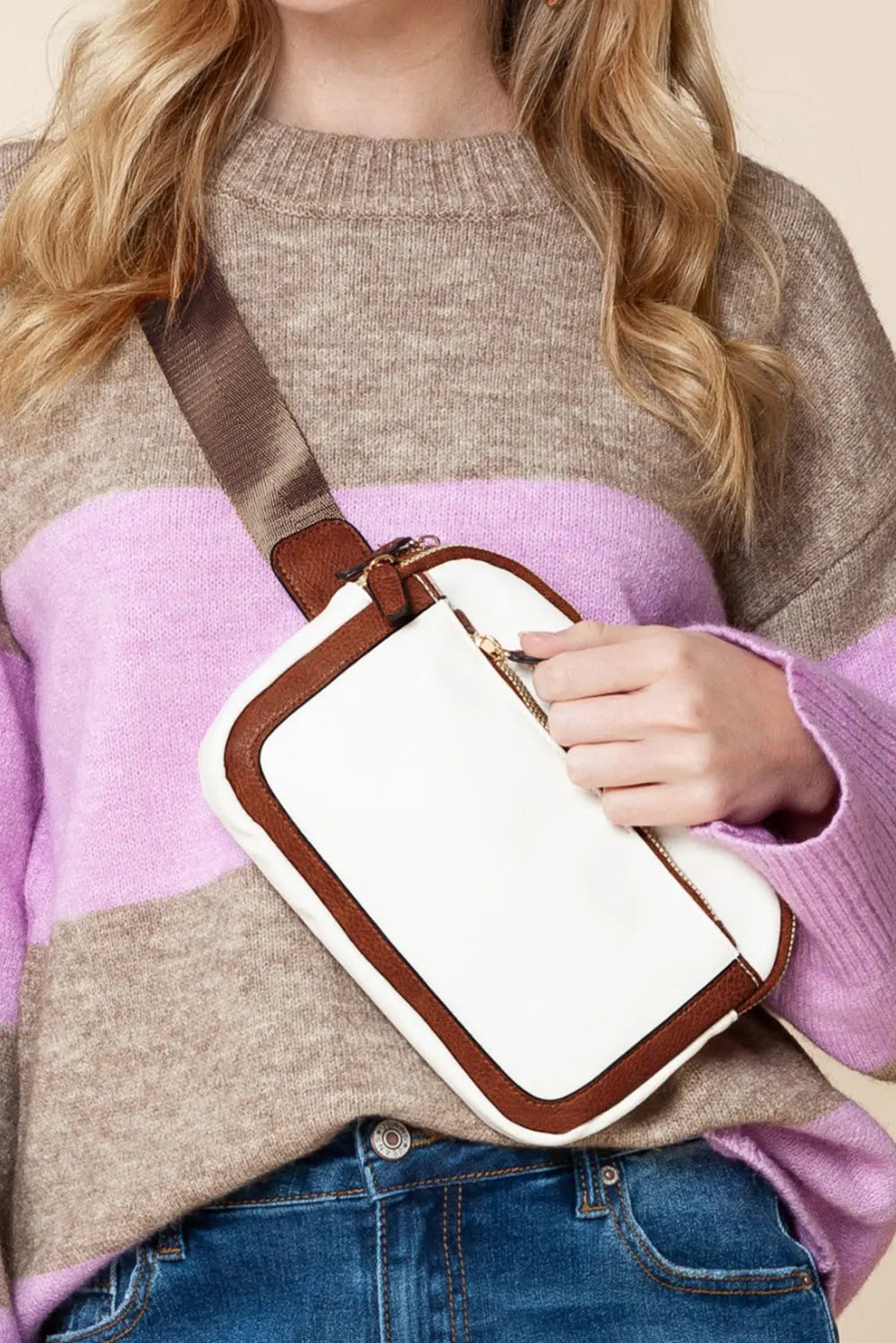 White Adjustable Strap Mini PU Leather Crossbody Bag - eAura