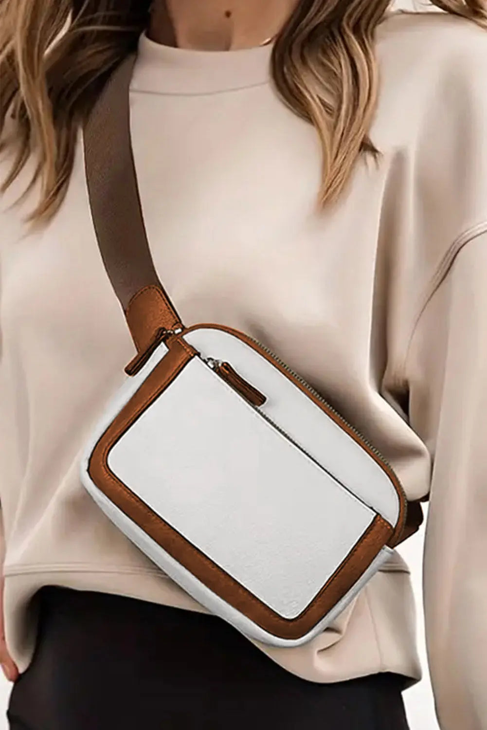 White Adjustable Strap Mini PU Leather Crossbody Bag - eAura